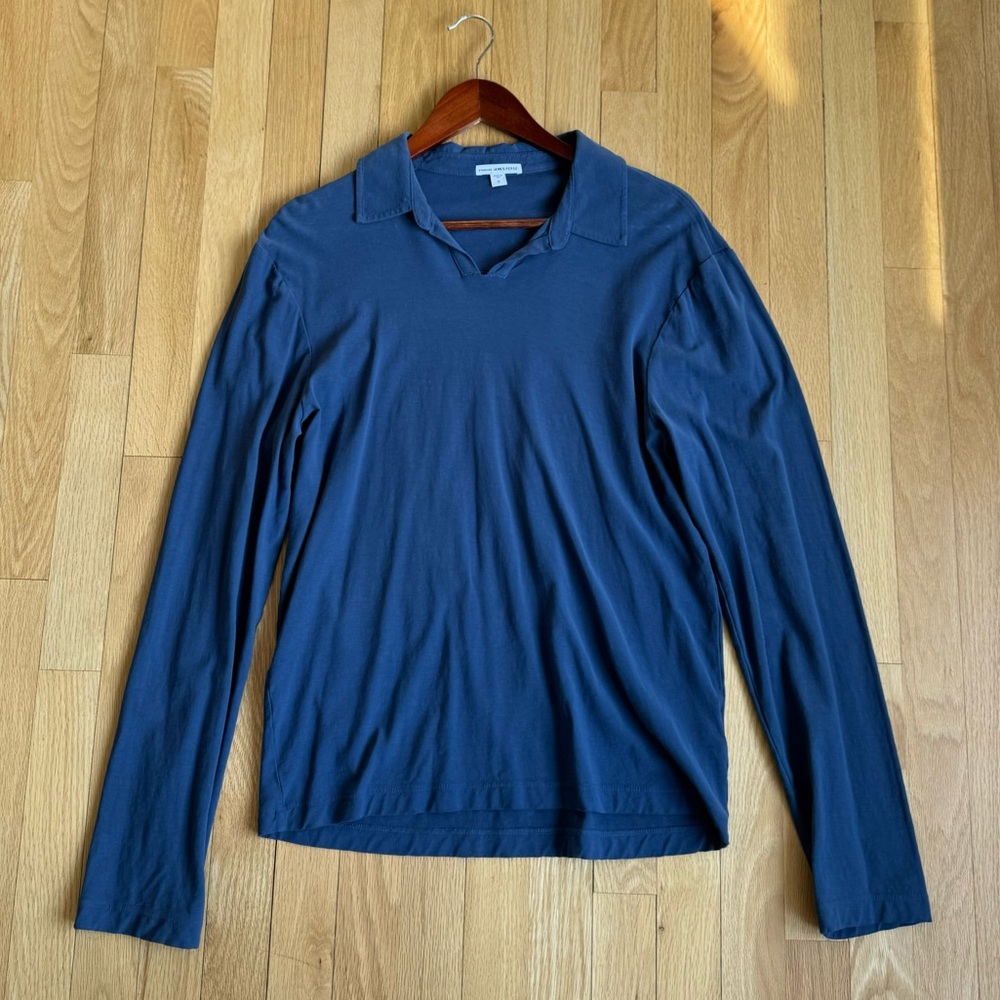 James Perse size 0 blue collared shirt